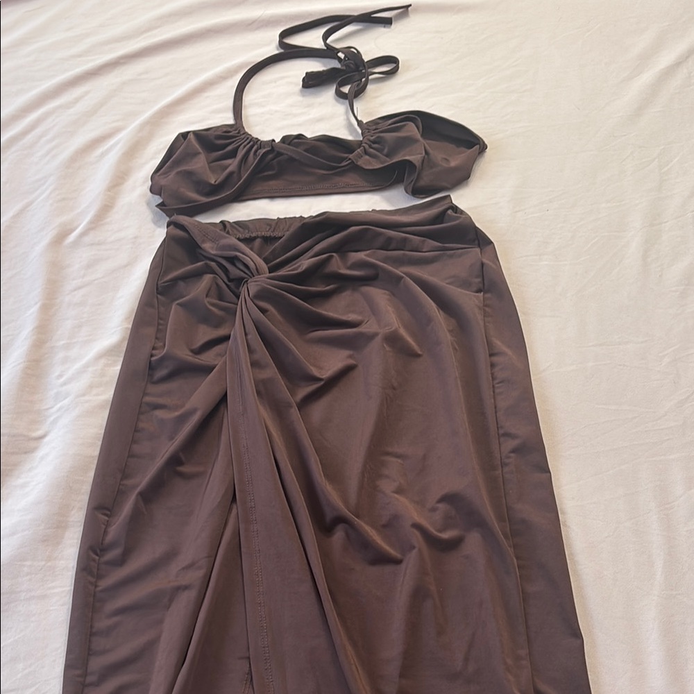 Brown Two-Piece skirt Set